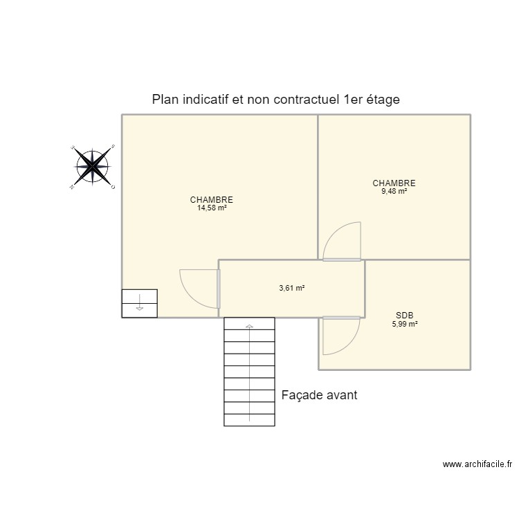 étage lenoir. Plan de 4 pièces et 34 m2