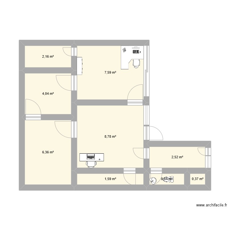 plan clinique . Plan de 9 pièces et 34 m2