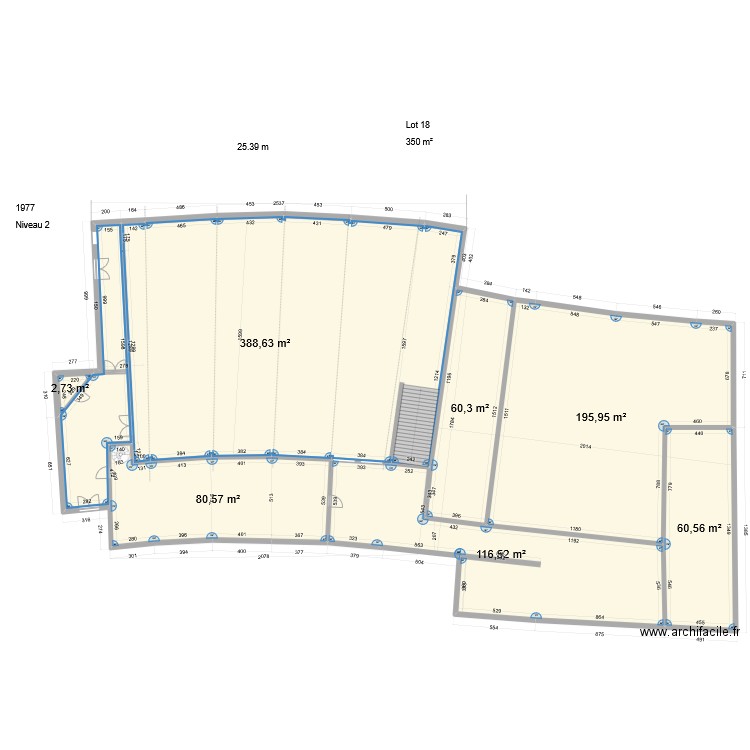 ACCUEIL 1977 niveau 1 phase 1. Plan de 7 pièces et 905 m2