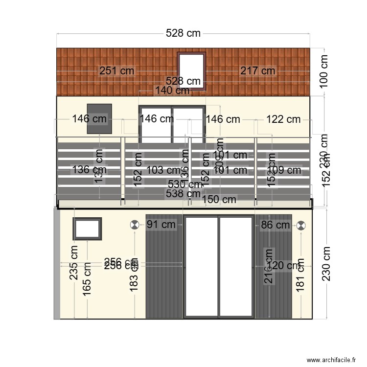 façade jardin EM après Waux. Plan de 0 pièce et 0 m2