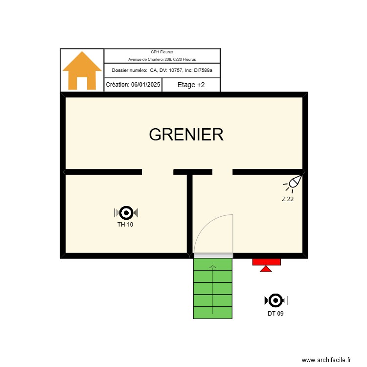 CPH Fleurus +2. Plan de 1 pièce et 15 m2