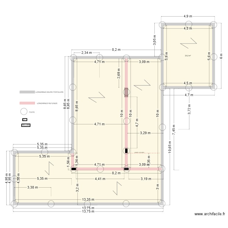 RECTIFICATIF PLAN FONDA. Plan de 3 pièces et 151 m2