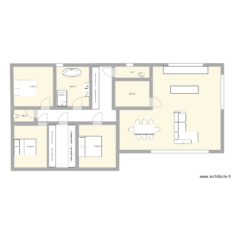 maison 2. Plan de 8 pièces et 108 m2