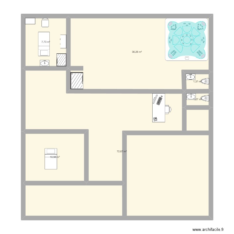 institut. Plan de 6 pièces et 130 m2