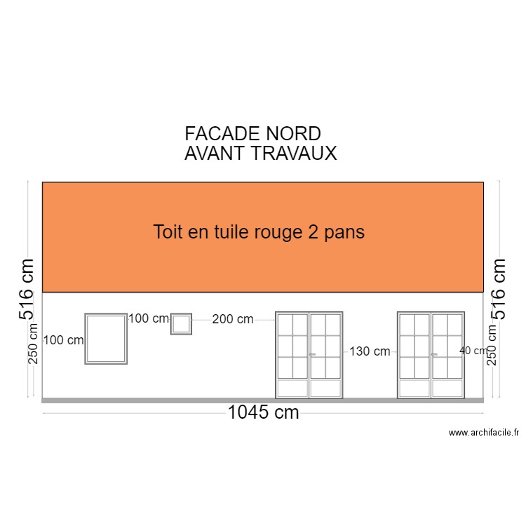 dp4 facade nord avant travaux. Plan de 0 pièce et 0 m2