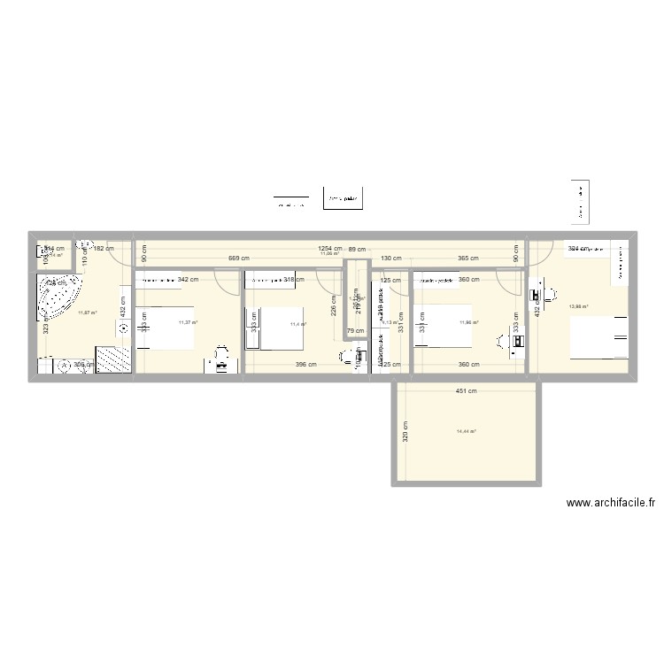 Etage Vmaé ext piloti. Plan de 10 pièces et 93 m2