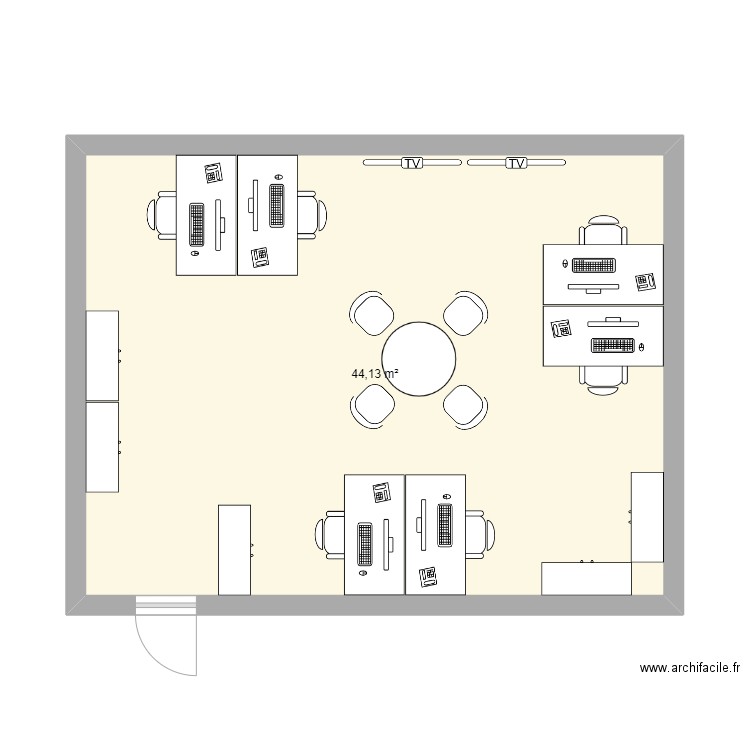 Vestiaires IF - Proposition 1. Plan de 1 pièce et 44 m2