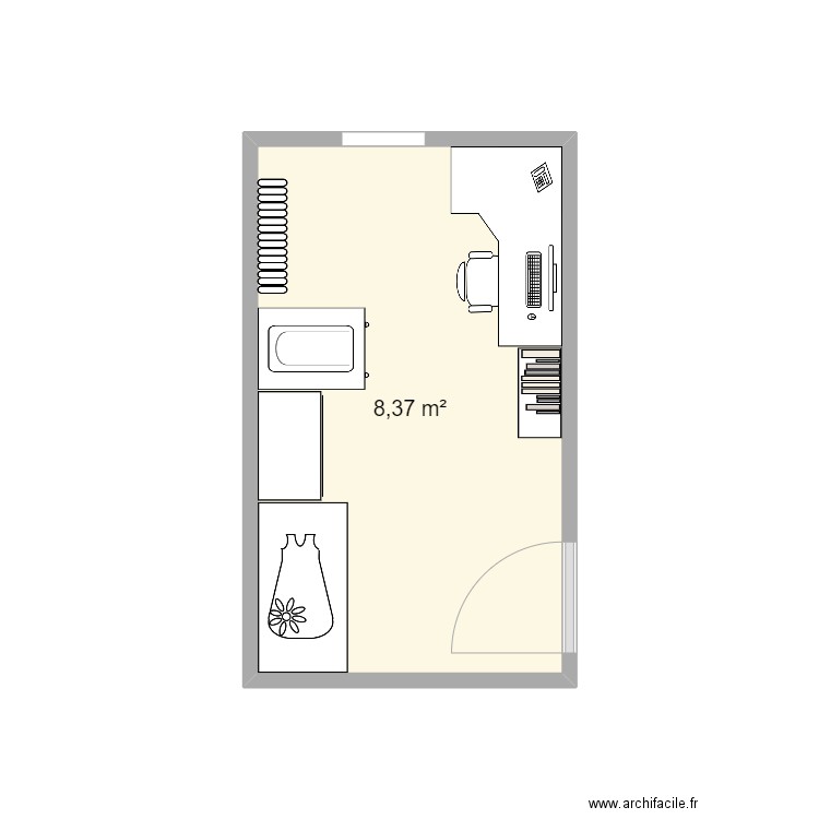 chambre bb. Plan de 1 pièce et 8 m2