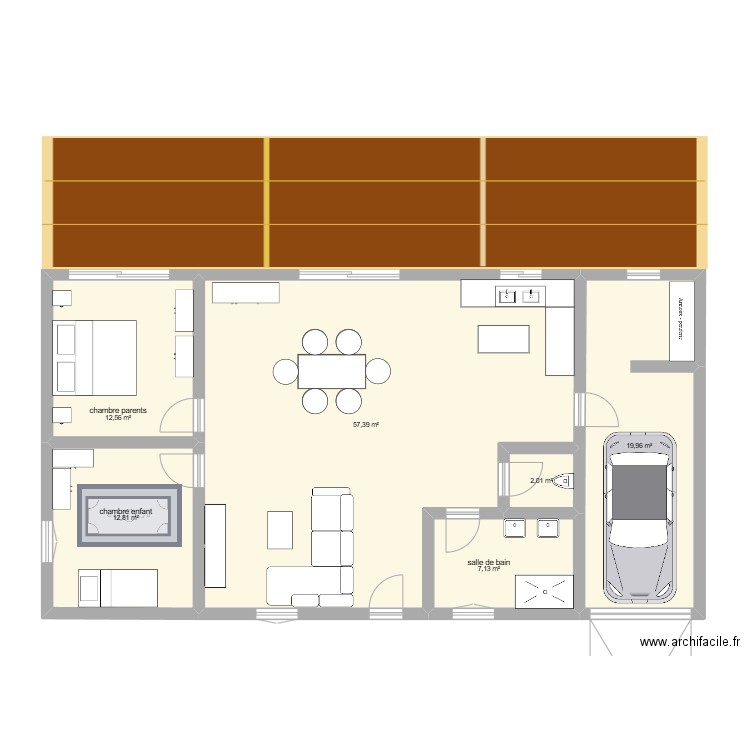 CRECHE. Plan de 6 pièces et 112 m2