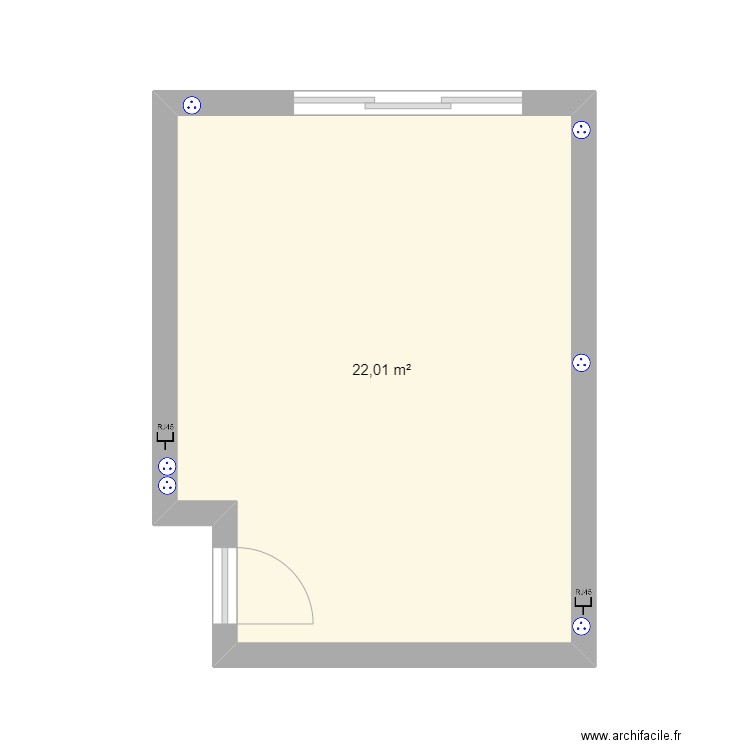 salle de sport kiné. Plan de 1 pièce et 22 m2