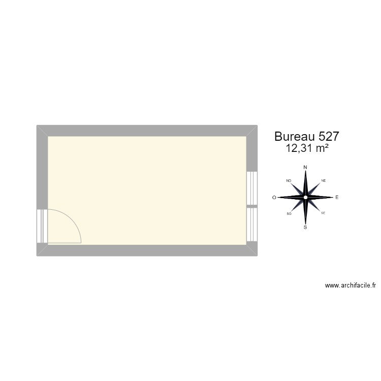 Bureau 527. Plan de 1 pièce et 12 m2