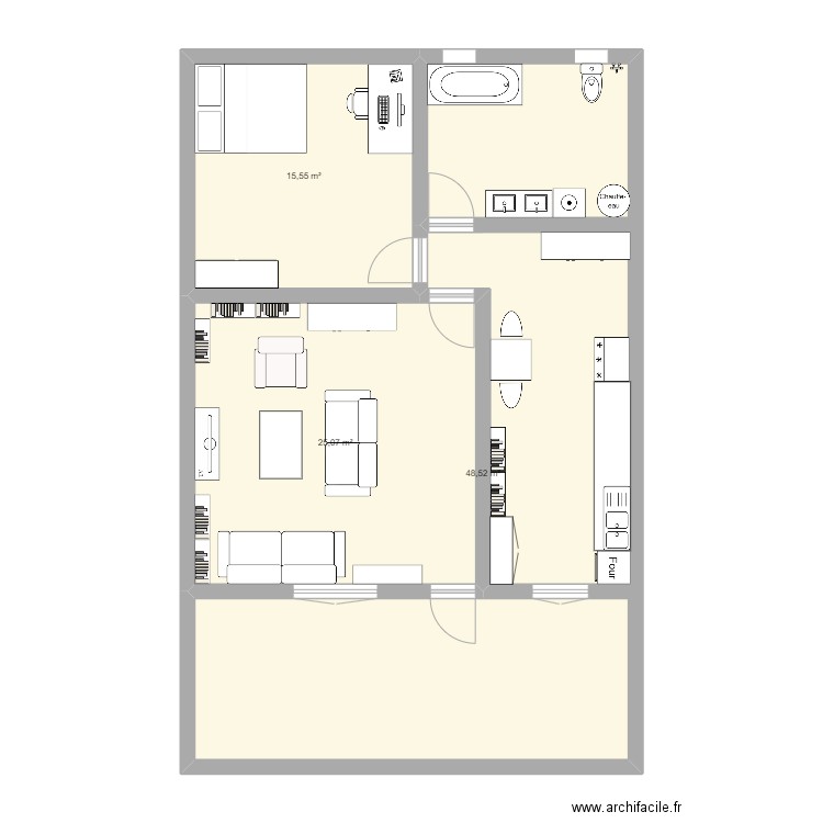 location 2. Plan de 3 pièces et 89 m2