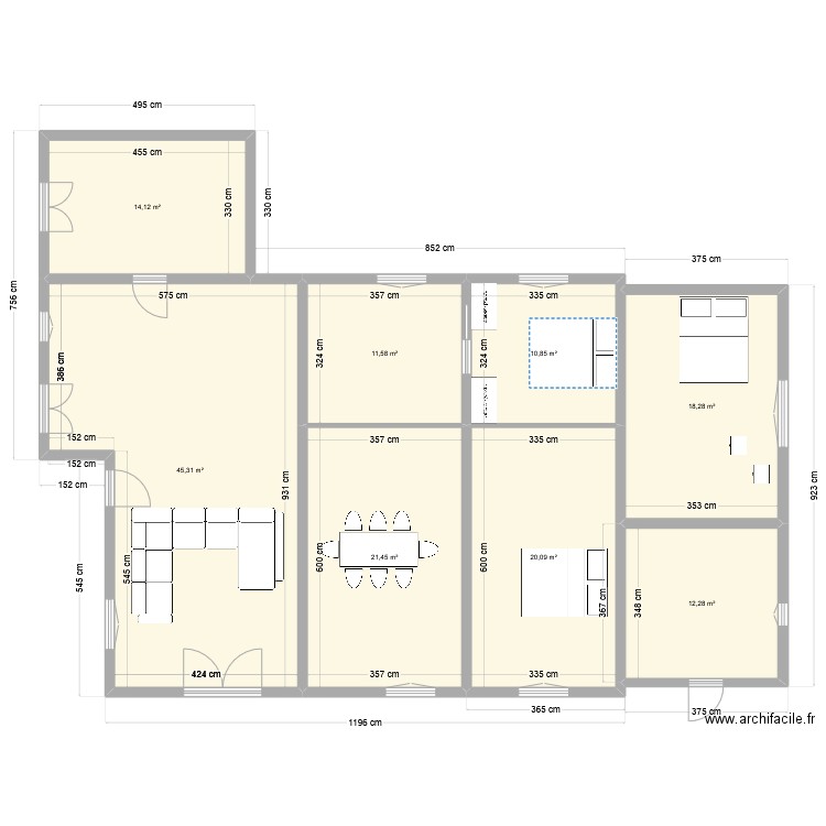 Prejet Resty Maison actuelle sans etage essai. Plan de 8 pièces et 154 m2