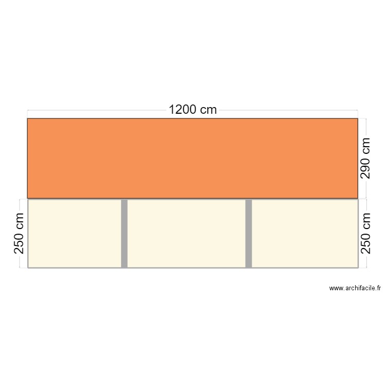 facade. Plan de 3 pièces et 29 m2