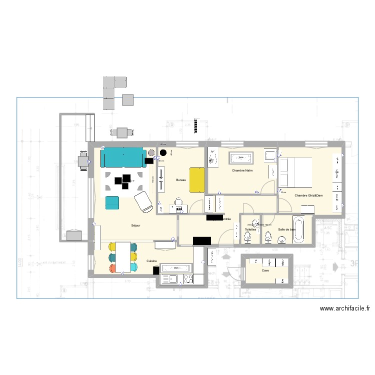 Chasseur 40 sans TV. Plan de 9 pièces et 97 m2