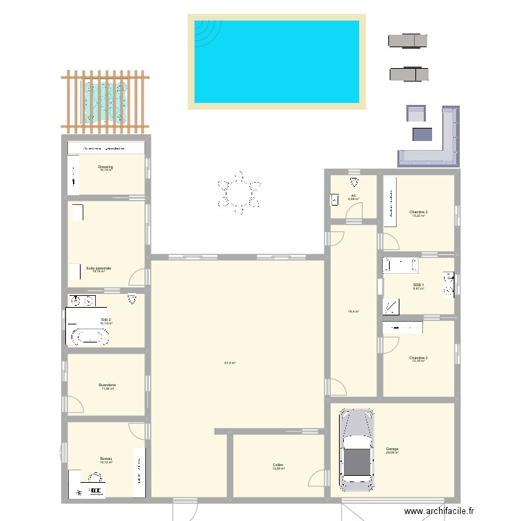 Home. Plan de 13 pièces et 247 m2