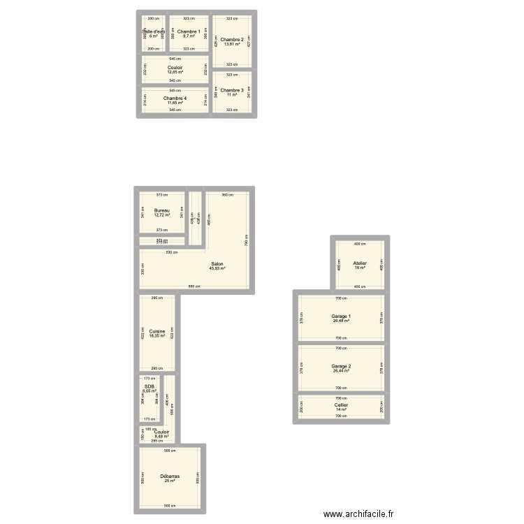 Maison. Plan de 18 pièces et 273 m2