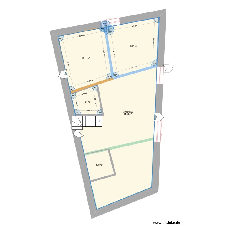 etage 1 . Plan de 6 pièces et 115 m2