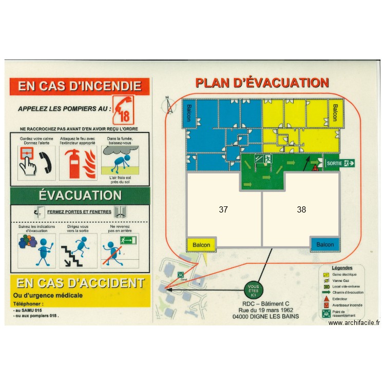 RDC Dignes pollution. Plan de 2 pièces et 485 m2