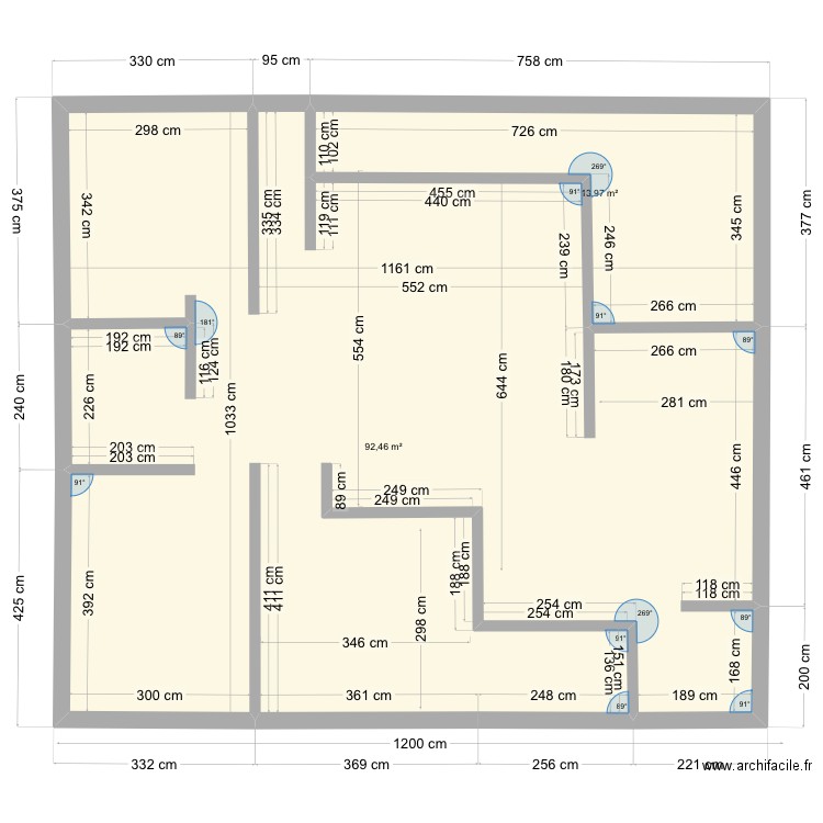 BALATA1. Plan de 2 pièces et 106 m2