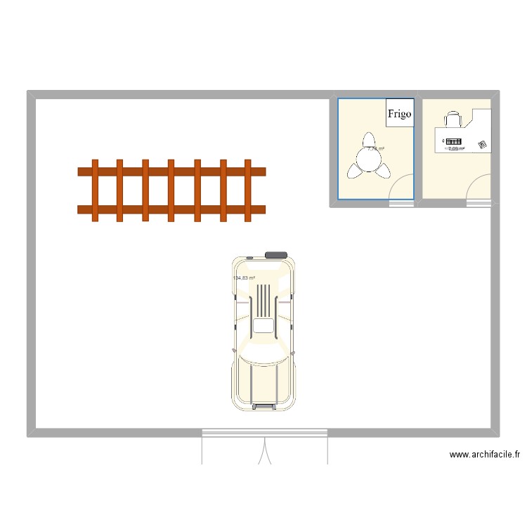 atelier. Plan de 3 pièces et 150 m2