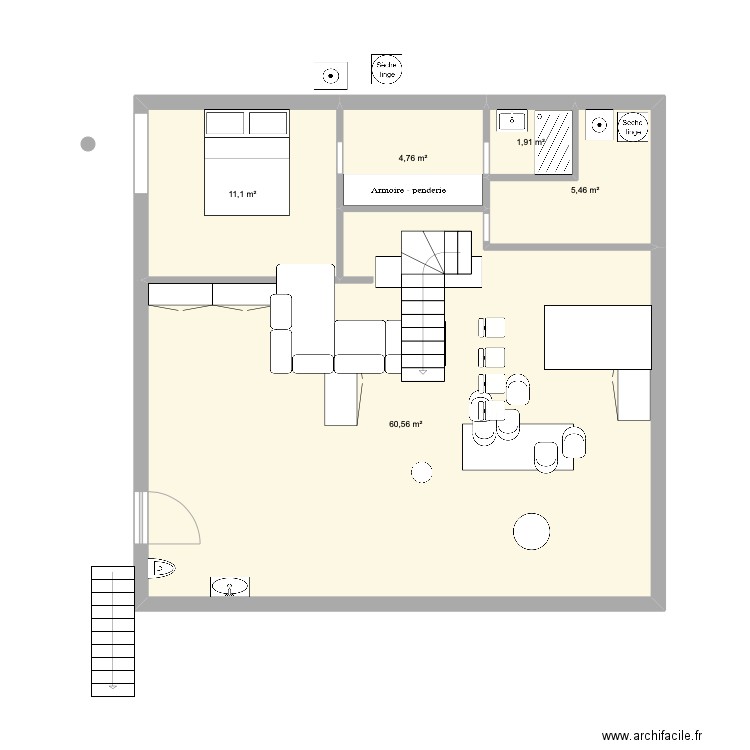 APPARTEMENT ETAGE GRANGE . Plan de 5 pièces et 84 m2