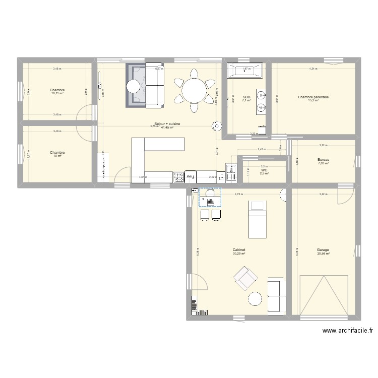 Nous . Plan de 9 pièces et 144 m2