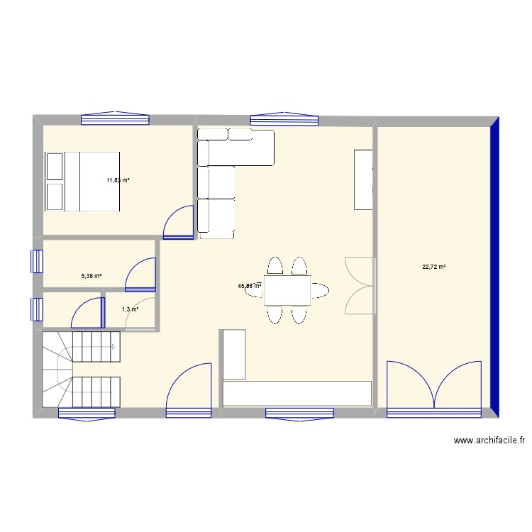 Akam enagh inchallah. Plan de 5 pièces et 87 m2