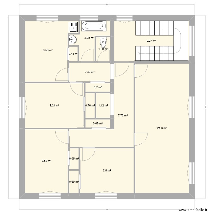 Etage 2 Le Fayet. Plan de 17 pièces et 83 m2