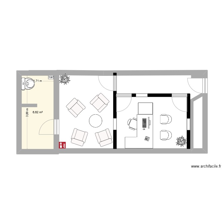 Montluçon. Plan de 1 pièce et 7 m2