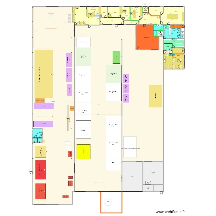 Aménagement société Option 3 . Plan de 38 pièces et 2852 m2