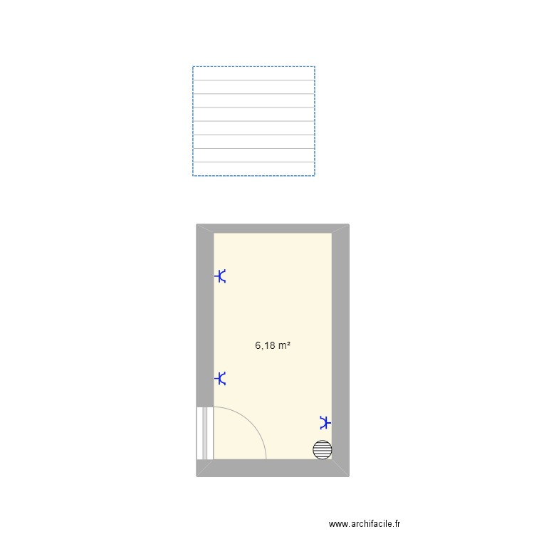 Garage. Plan de 1 pièce et 6 m2