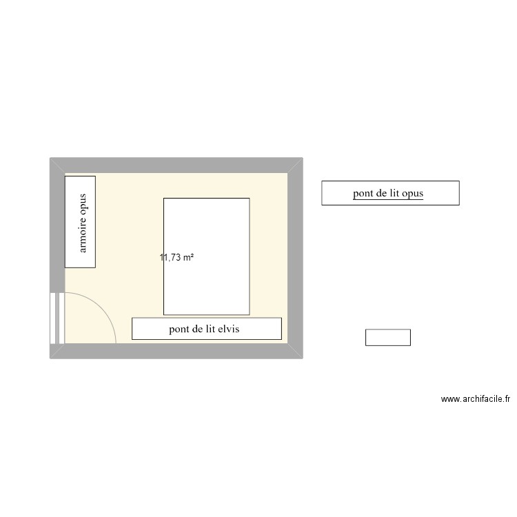 chambre tibau 2. Plan de 1 pièce et 12 m2