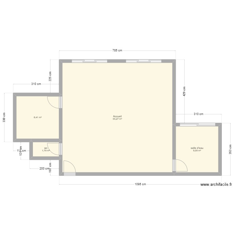 Accueil. Plan de 4 pièces et 75 m2