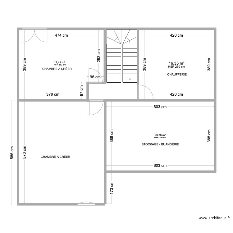 SOUS SOL LE BOURGET . Plan de 3 pièces et 57 m2