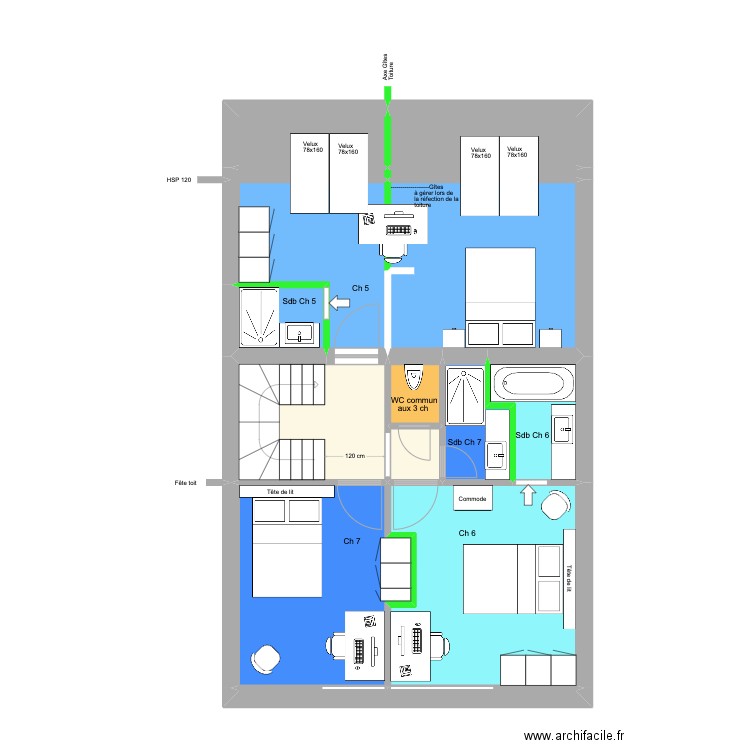 Victor Gilsoul Rez+2 Coloc. Plan de 15 pièces et 69 m2