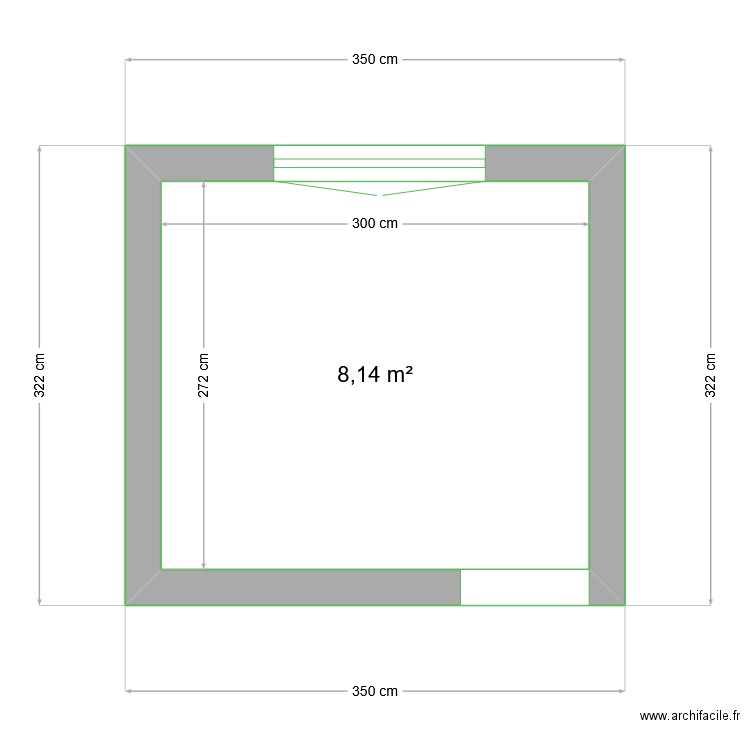 SDB. Plan de 1 pièce et 8 m2