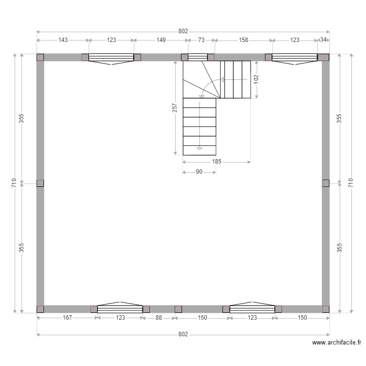 MANIEZ / HIELSCHER ELEVATION ETAGE. Plan de 1 pièce et 51 m2