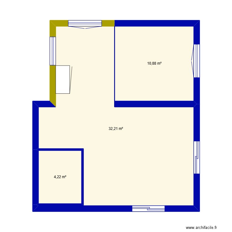 maison. Plan de 3 pièces et 47 m2