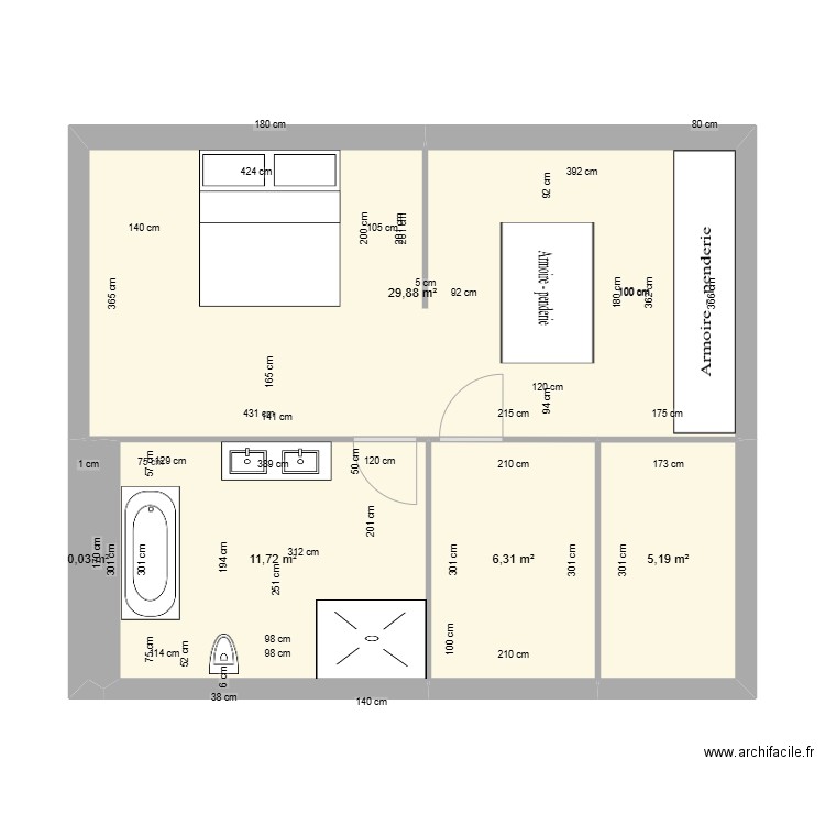 La hulpe 1. Plan de 5 pièces et 53 m2