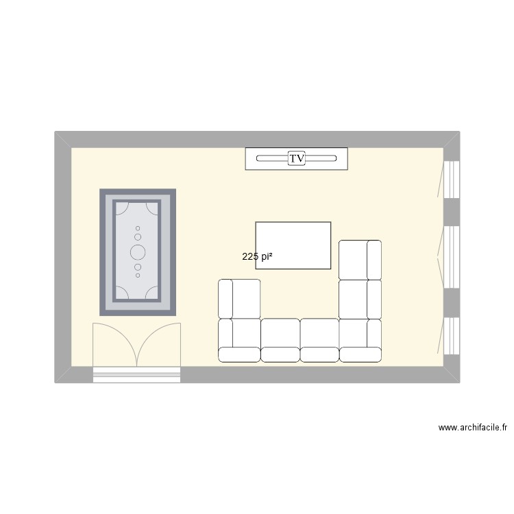 Évaluation Salon. Plan de 1 pièce et 21 m2