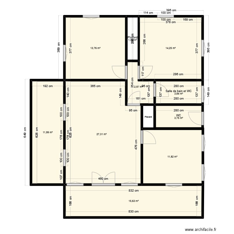 Plan_Kouyaté. Plan de 10 pièces et 107 m2