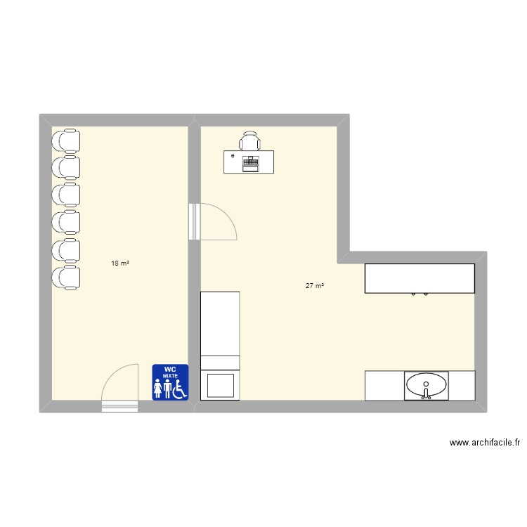 Test123. Plan de 2 pièces et 45 m2