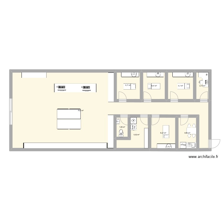 yves rocher. Plan de 9 pièces et 113 m2