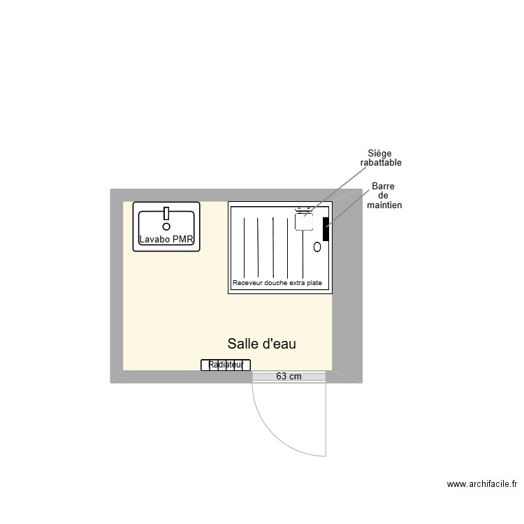 DELSOL Salle d'eau Adaptation. Plan de 1 pièce et 3 m2