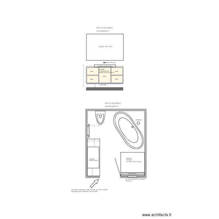 master badkamer joris. Plan de 5 pièces et 1 m2