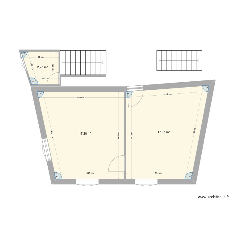 ET1. Plan de 3 pièces et 37 m2