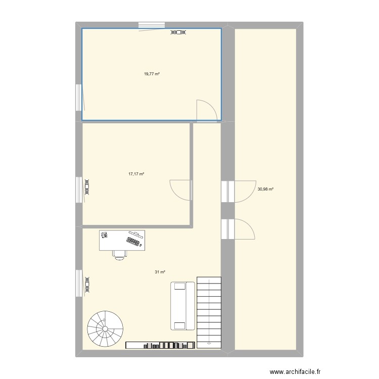 ETAGE 2. Plan de 4 pièces et 99 m2