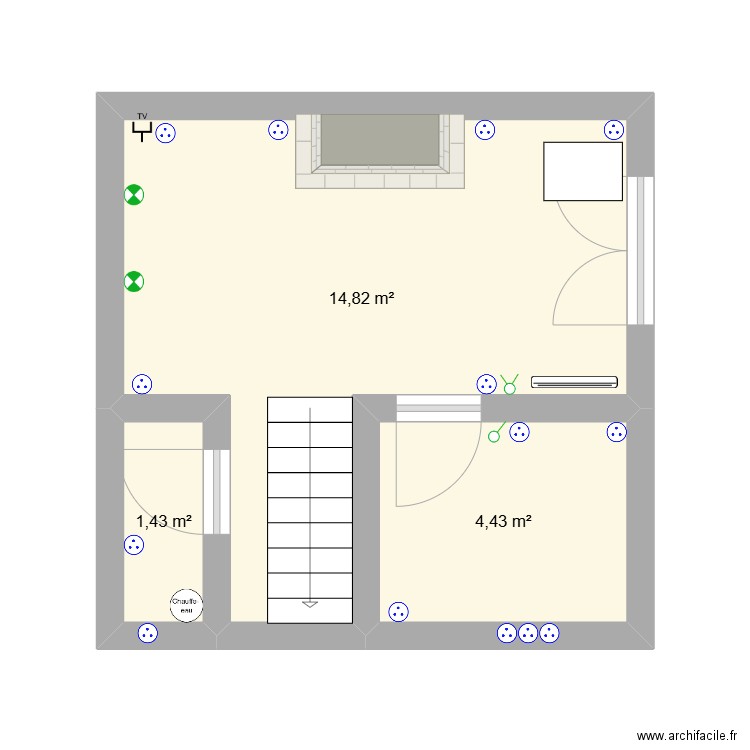 Maison. Plan de 3 pièces et 21 m2