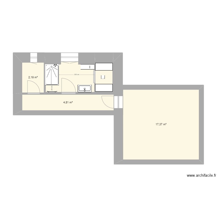 sdb rdc. Plan de 4 pièces et 24 m2